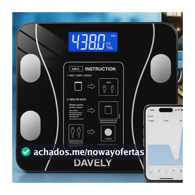 Balança Digital Bioimpedância Bluetooth Corporal Aparelho Alta Capacidade Balança De Banheiro Academia App Para Android E Para Ios Cor Preto Marca Davely