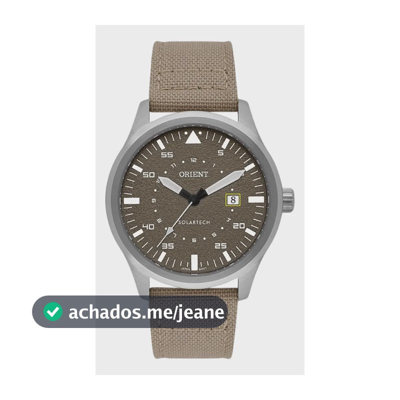 Relógio Orient Solartech Mbsn1004 M1mx Cáqui Prateado Verde