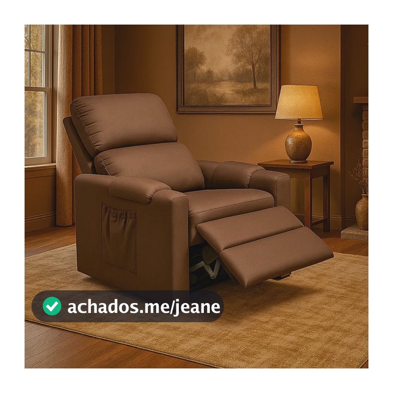 Poltrona Cadeira Glória Mamãe E Papai Com Encosto Macio Reclinável E Retrátil Para Sala De Descanso E Amamentação Cor Marrom