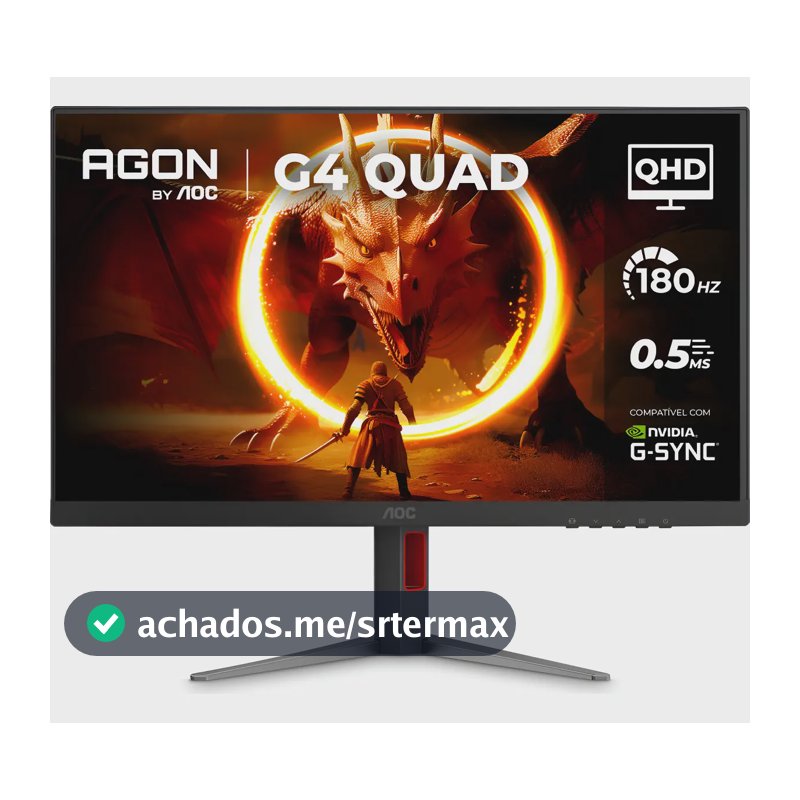 Monitor Gamer Aoc Agon Quad 27'' 180hz Base Ajustável Q27g4f Preto 127/220v