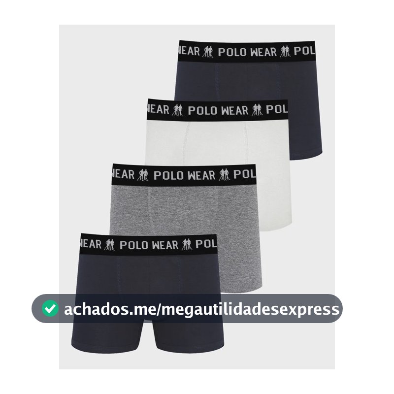 Kit 4 Cuecas Algodão Polo Wear Sortido Sortido Liso M