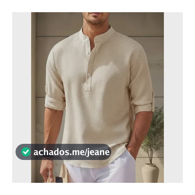 Camisa Casual Masculina Gola Padre De Manga Comprida Solta