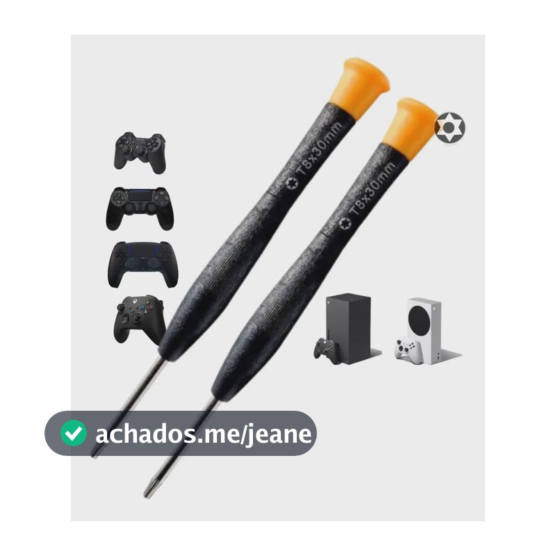 Kit 2 Chaves Torx T8 Com Furo Pra Abrir Ps5 Ps4 Ps3 Xbox Preto Com Ponta Laranja