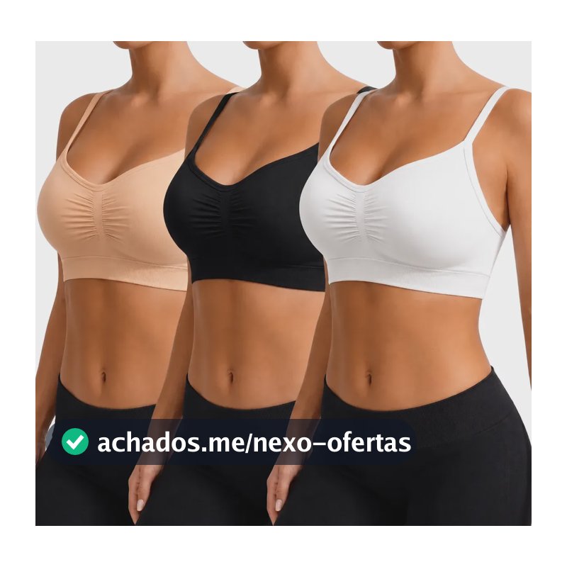 Kit 3 Top Sutiã Sem Costura Com Alça Ajustável Sensual Macio Sortidas Liso G- 44