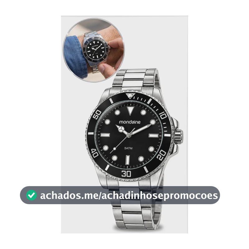 Relógio Prata Masculino Mondiane 32549g0mvne1 Cor da correia Prateado Cor do fundo Preto