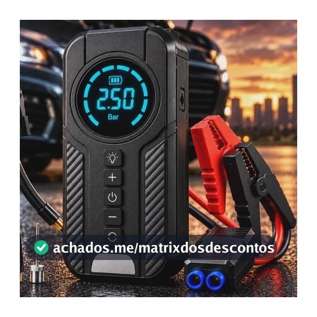 Auxiliar De Partida Bateria Carro Compressor De Ar Portátil 12V 4 funções em 1 Inflador Digital Calibrador Pneu Power Bank Lanterna LED Emergência Automotiva Moto SUV Bicicleta Caminhonete MidiaFone