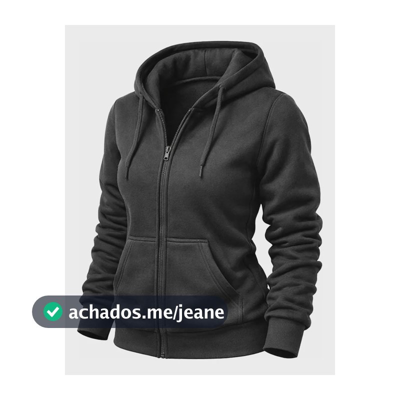 Moletom Aberto Feminino Fechamento Zíper Casual Inverno Frio G Preto