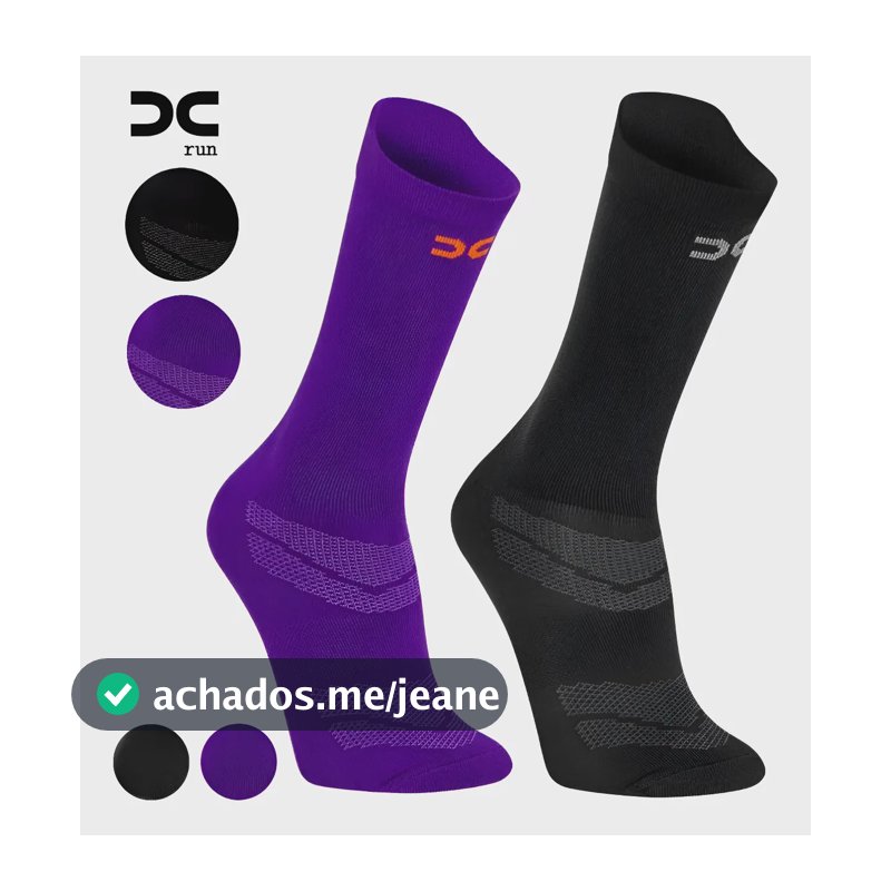 Kit 2 Par Meia Esporte Fitness Corrida Ciclismo Academia Gym Roxo/preto 38 Ao 43