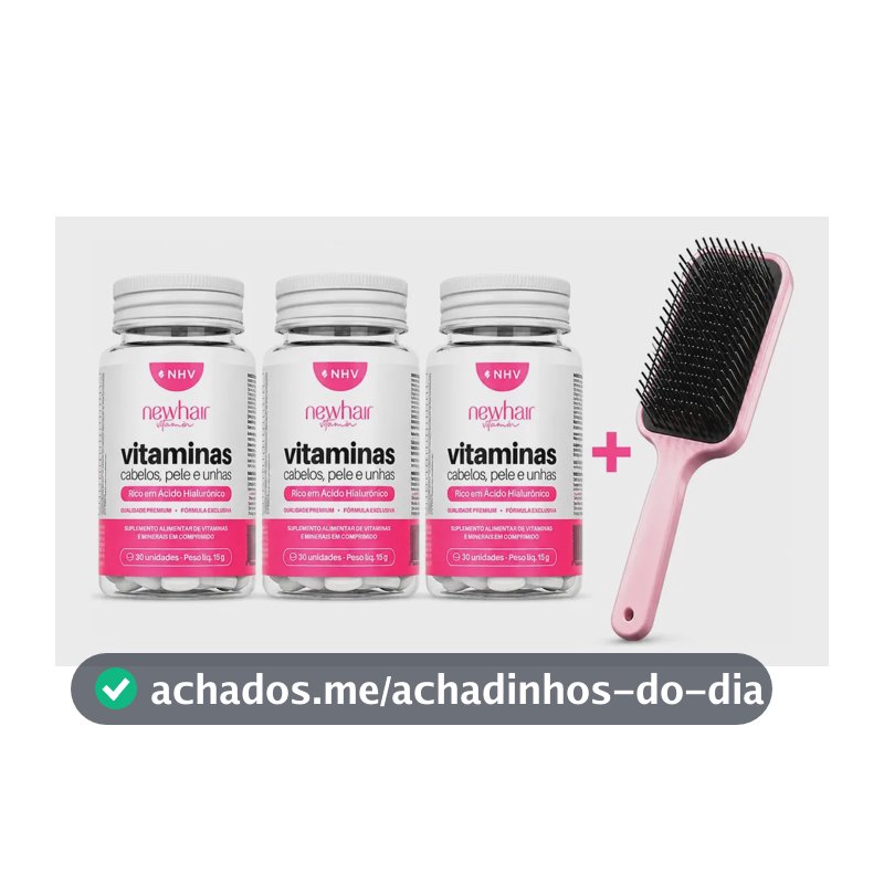 Vitamina Capilar Ácido Hialurônico New Hair 3 Potes + Escova