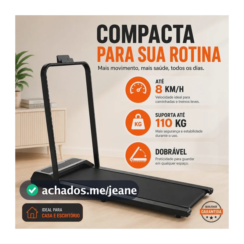 Esteira Elétrica Dobrável Compacta 110kg com Controle e App