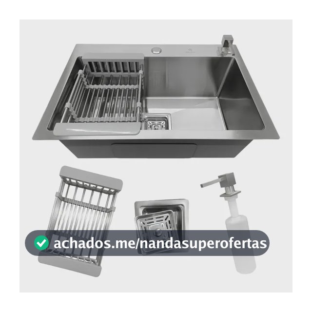 Cuba Pia Cozinha Gourmet Quadrada Aço Inox 304 Escovada 60x40cm com Acessórios Stillus Home