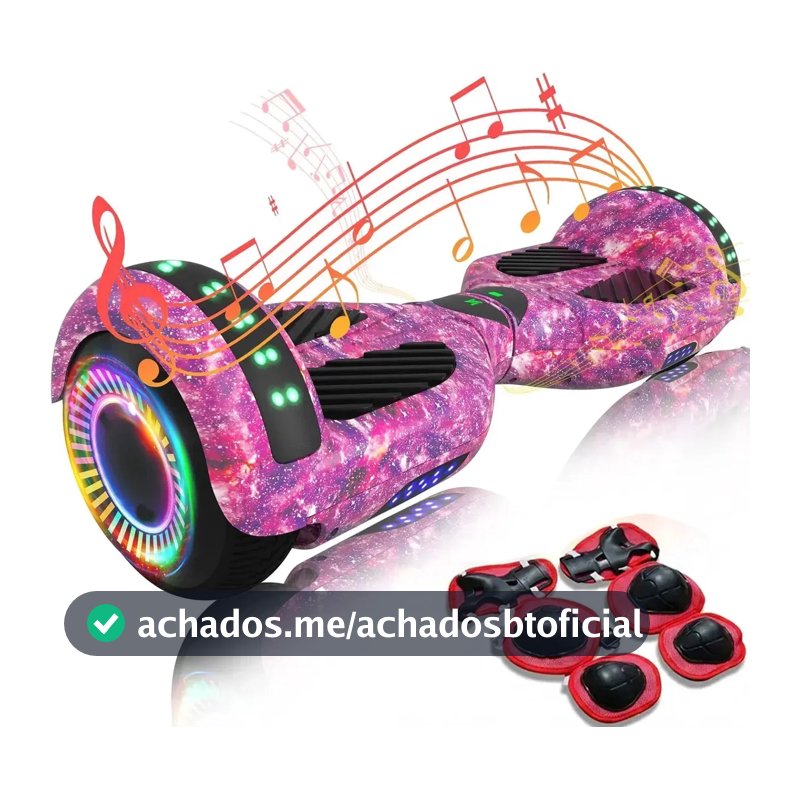 Hoverboard Skate Elétrico Roxo 6,5 Polegadas Bluetooth Cores