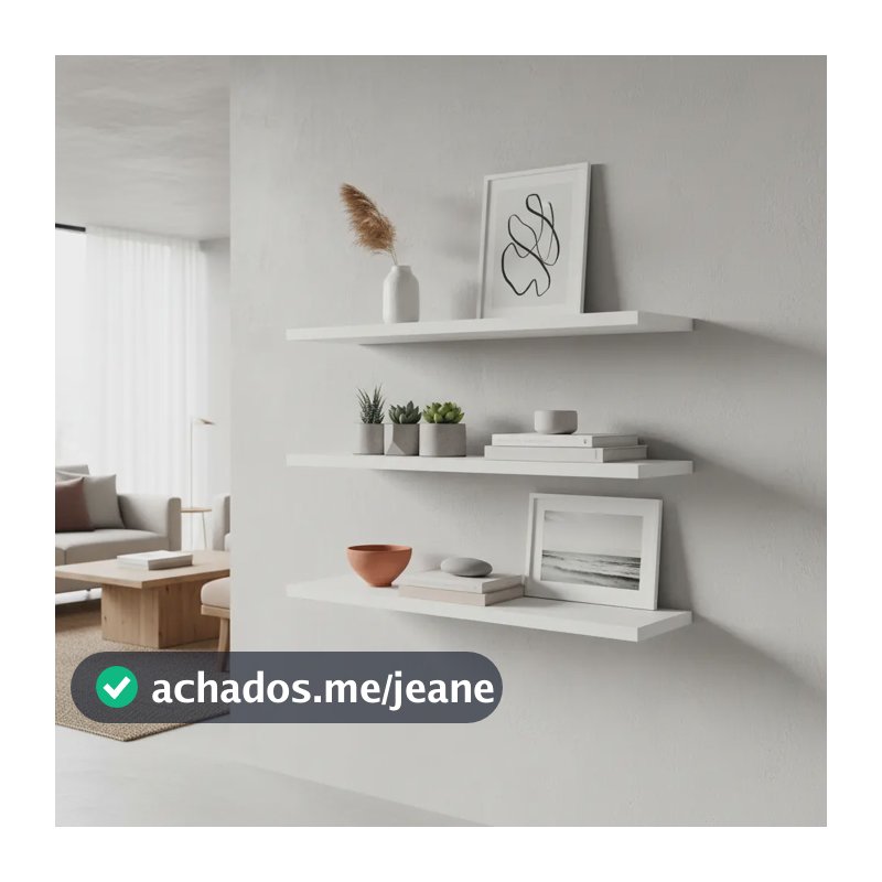 Kit 3 Prateleiras 60x30 Mdf  Branco Liso C/suporte Invisível Branco