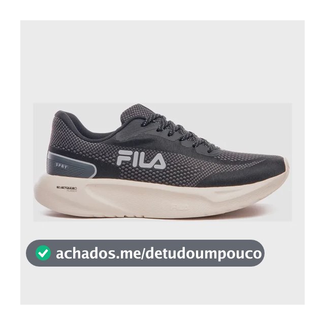 Tênis Fila Masculino Spry Esportivo Treino Corrida Academia Preto/grafite/cinza Mesh 39