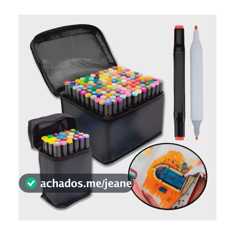 Kit Canetas Coloridas Marcadoras Ponta Dupla 48 Cores Multicor (48 Cores)