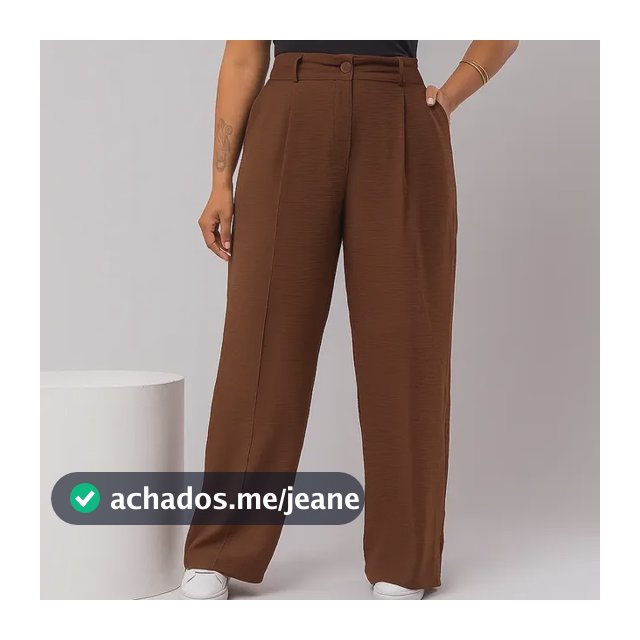 Calça Feminina Plus Size Pantalona Básica Wide Leg Duna