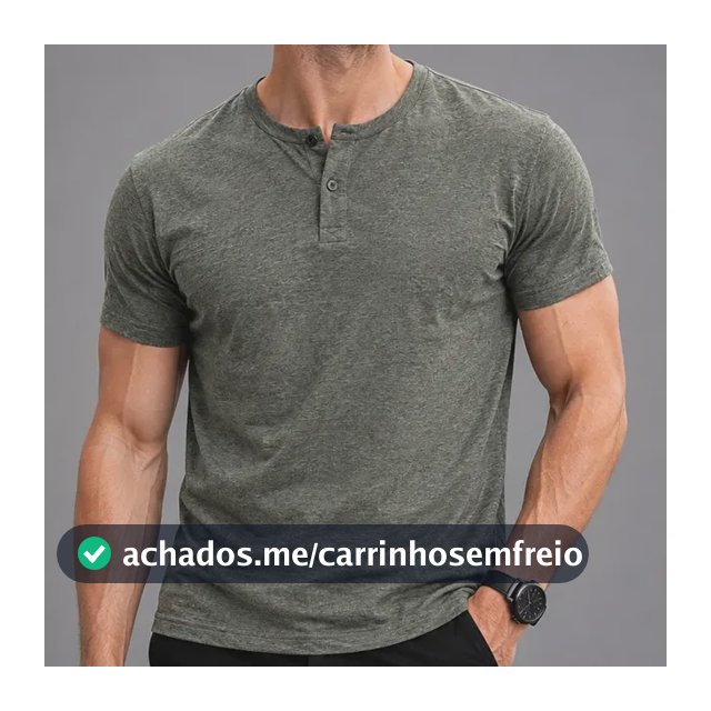 Camisa Masculina Henley Slim Algodão 30.1 Mescla Luxo Casual