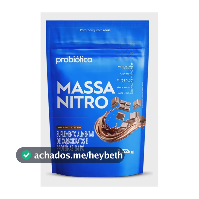 Massa Nitro Probiótica Hipercalórico Para Ganho Massa Sabor Chocolate 2,52kg