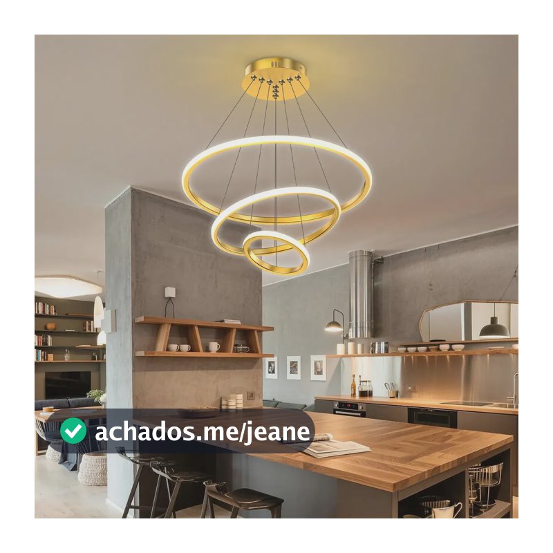Luminária De Teto Pendente Led 76w Lâmpada Moderna Para Sala 127/220v Dourado