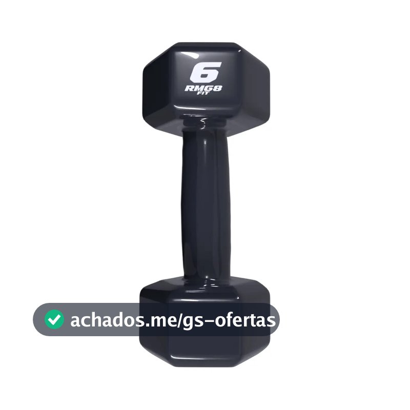 Halter RMG8 Fit 6kg Emborrachado Sextavado Treino Peso Musculação
