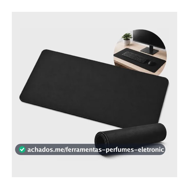 Mouse Pad Gamer Grande Preto Liso Sem Estampa Costurada
