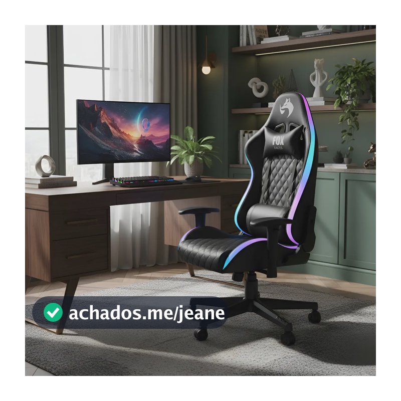 Cadeira Gamer Fox Racer Rgb Led Preta Blush