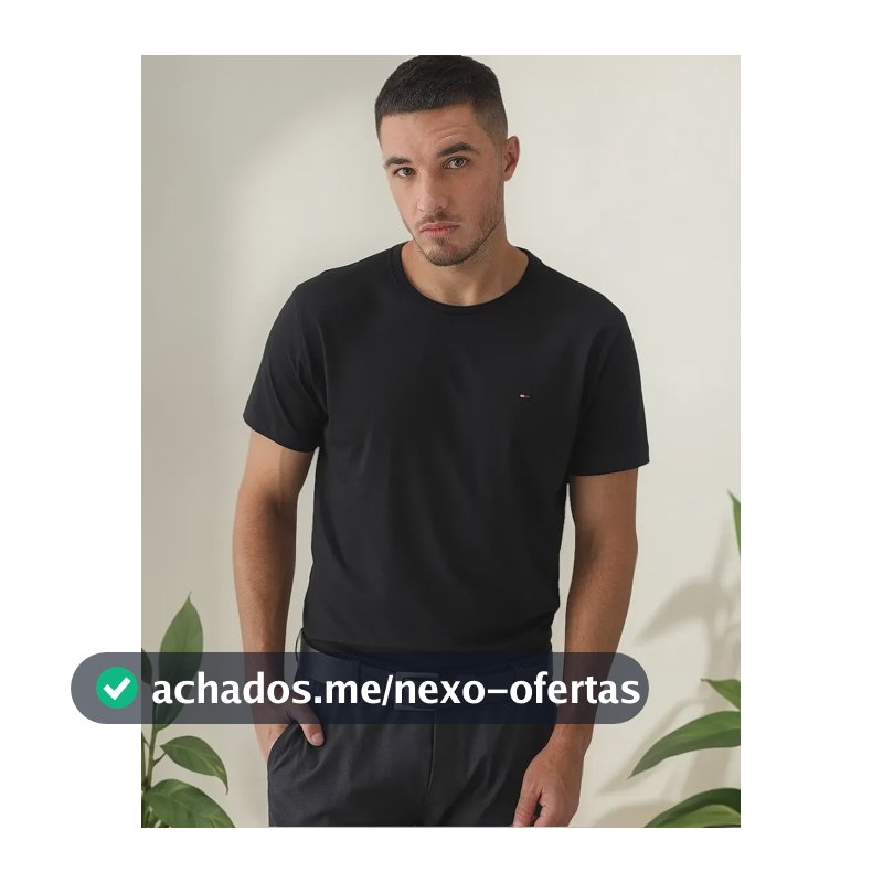 Camiseta Tommy Hilfiger Essential Cotton Preta - Original