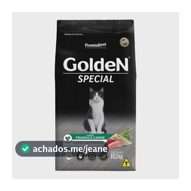 Racao Golden Gatos Castrados Sabor Frango E Carne 10.1 Kg