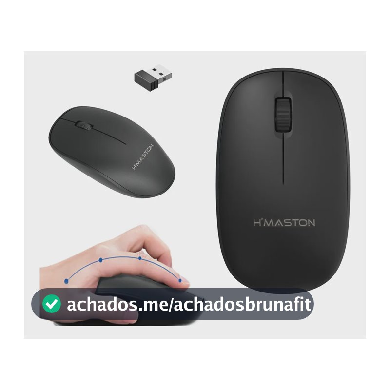 Mouse Sem Fio 2.4g Pilha Aaa Dpi 1200 Para Pc Preto