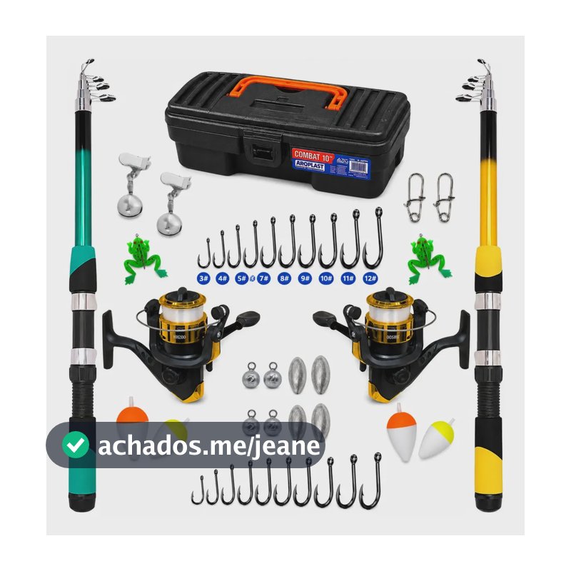 Kit Pesca Completo 2 Varas 2 Molinetes 1 Maleta E Acessórios Sortimento