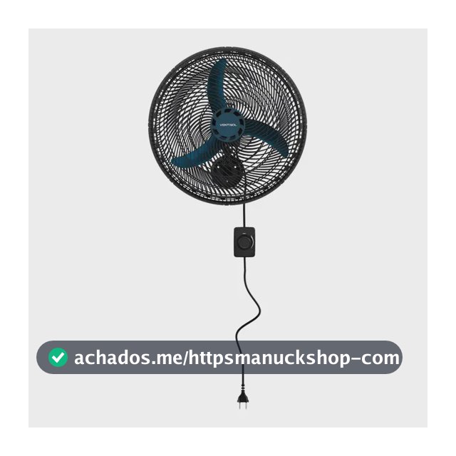 Ventilador De Parede Ventisol New Azul 3 Velocidades Estrutura Preto Diâmetro 50 Cm Material Das Pás Plástico 127