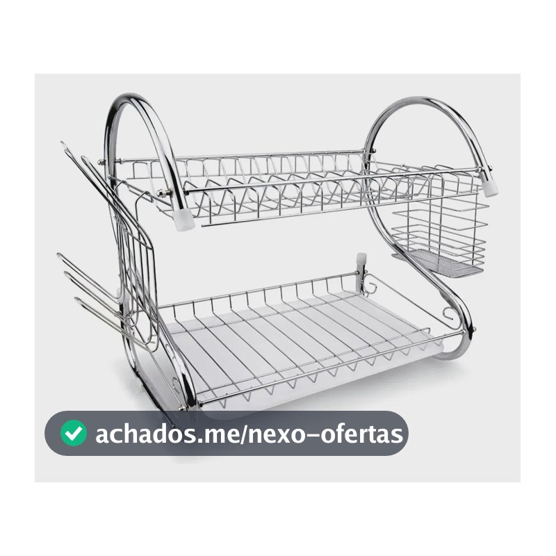 Vittak Escorredor Duplo De Louça Para 14 Pratos Talheres Com Bandeja Inox Cozinha Prateado