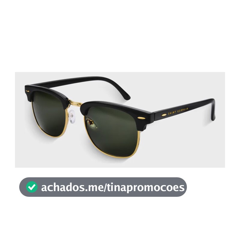 Óculos de Sol Quadrado Clubmaster Soho Green Black, da Saint Germain, em Metal Preto