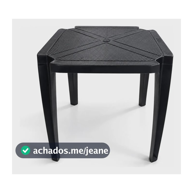 Mesa Quadrada Plástico 70x70cm Desmontável E Empilhável Preto
