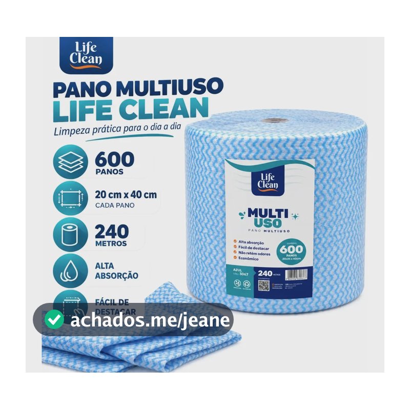 Pano Multiuso Perfex Com 600 Panos - Life Clean Azul