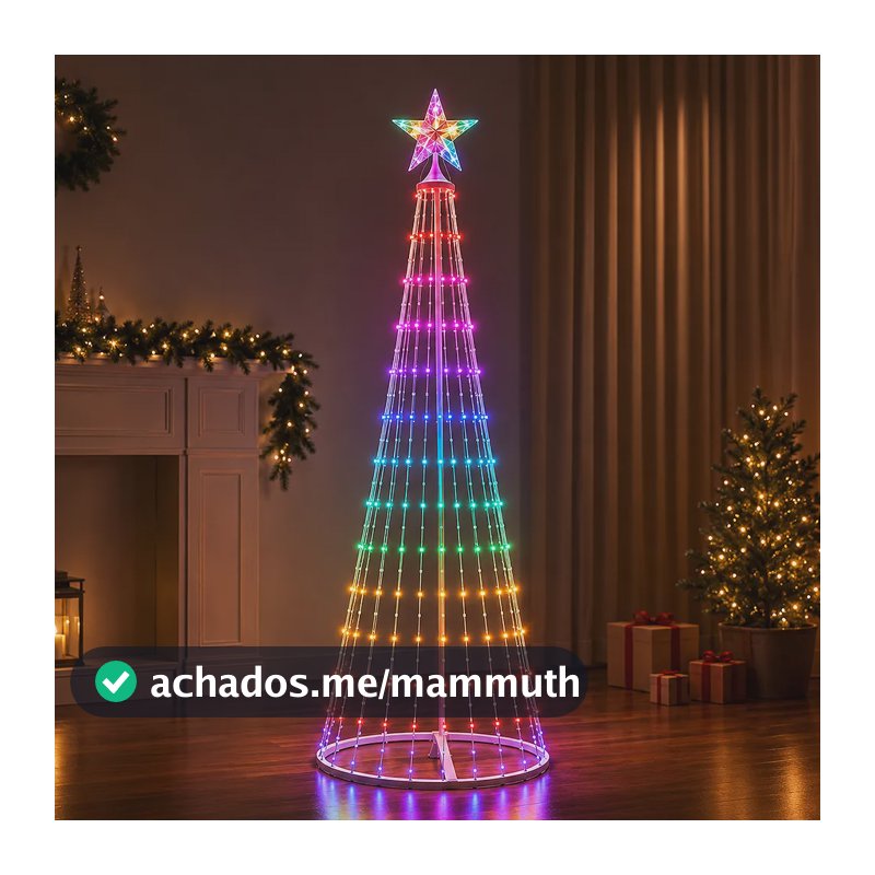 Árvore De Natal Desmontável 1,80m 12 Fitas Led 180 Luzes Multicolorido