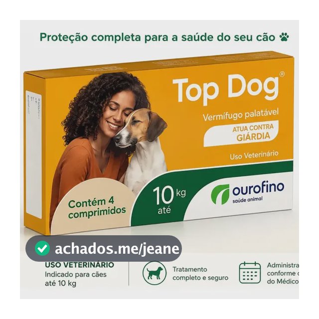 Top Dog Vermífugo Para Cães Até 10kg Com 4 Comp. Beje