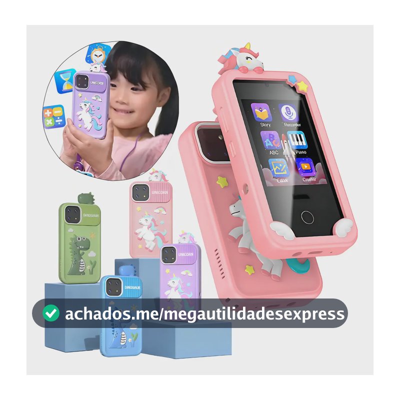 Celular Infantil Telefone De Brinquedo Criança Unicórnio Din Cor Rosa
