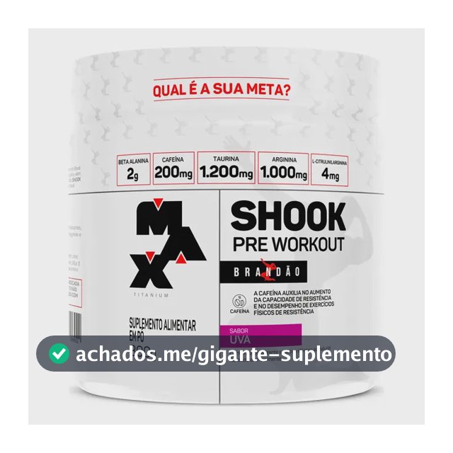 Pré-workout Shook Linha Rafael Brandão Pote 300g Pré-treino Sabor Uva