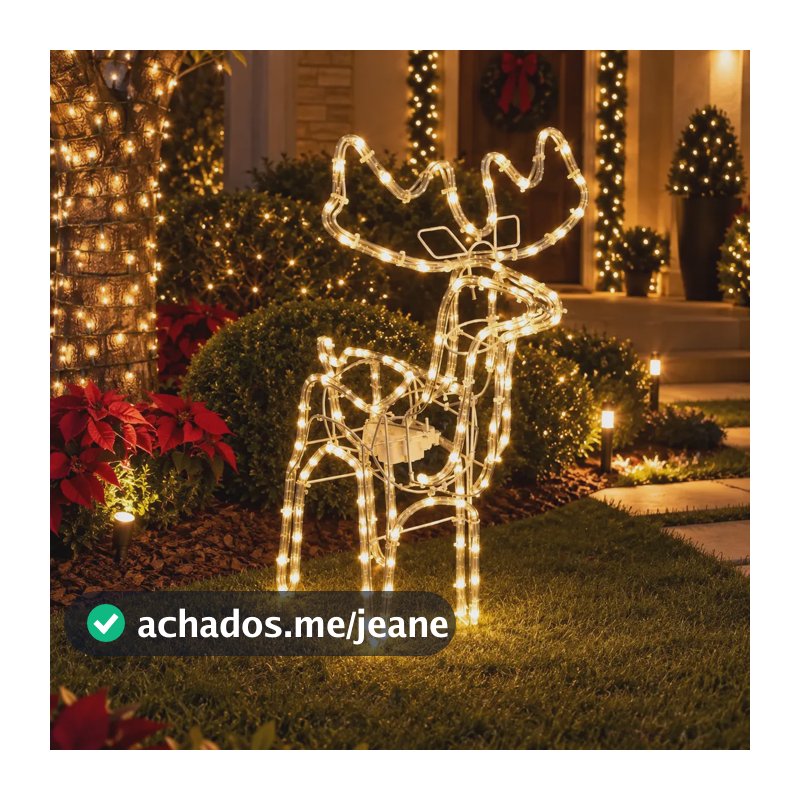 Armação Rena Led Com Movimento Strobo Pequena Bivolt Natal Branco-quente-macho 127/220v