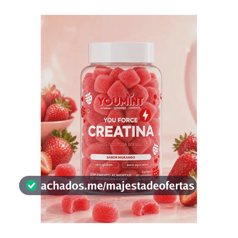 CREATINA GUMMY YOUMINT – SABOR MORANGO – ZERO AÇÚCARES – 60 GOMAS