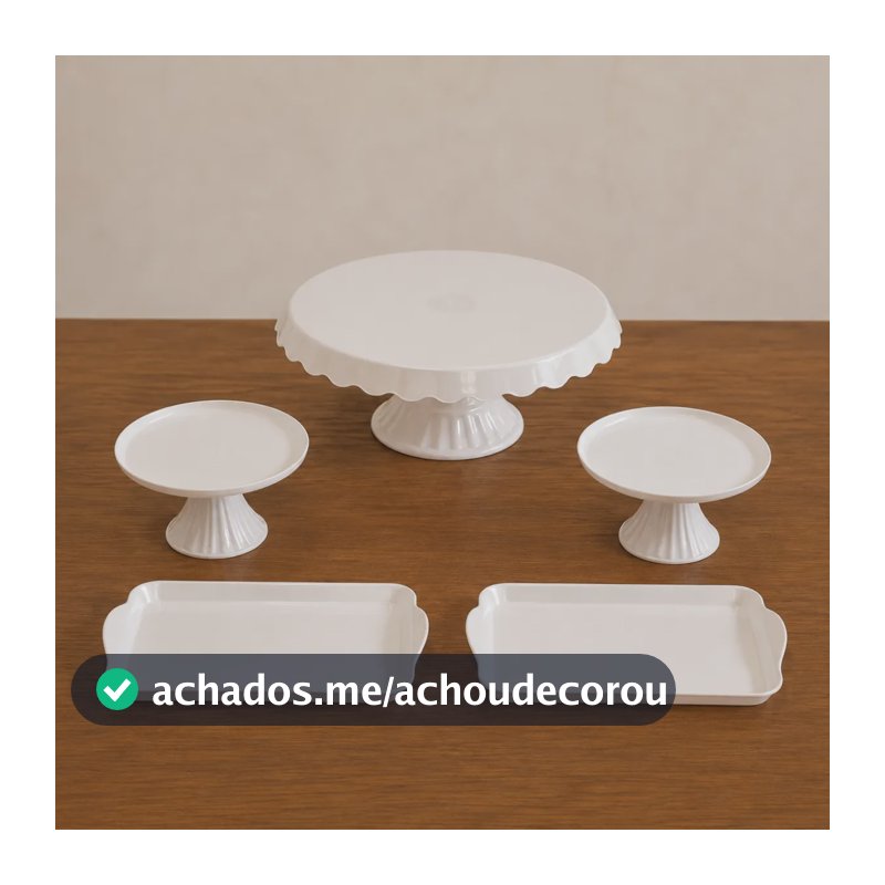 Kit Festa Decoração Boleira Suporte Para Doces 5 Peças Branco