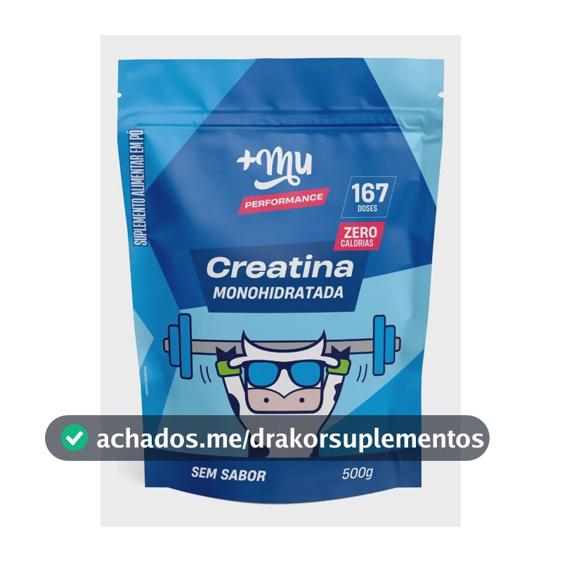 Creatina Monohidratada 100% Pura Sem Sabor Refil 500g +Mu