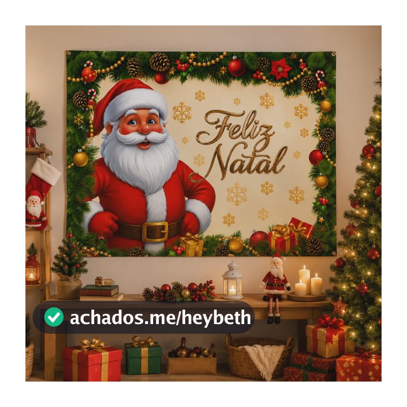 Painel Tnt Decorativo Feliz Natal Papai Noel 1,40x1,03m  Colorido
