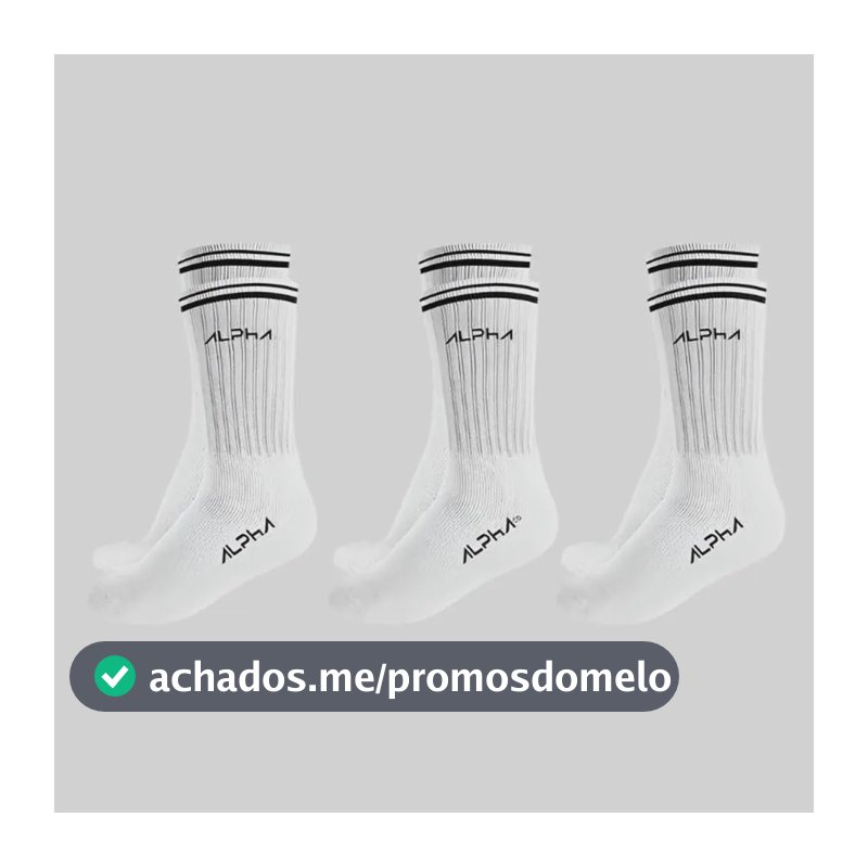 Kit 3 Meias Cano Médio  Alpha Branco U