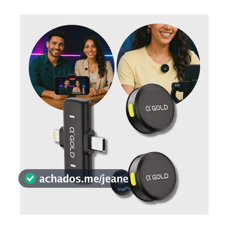 Microfone Lapela Duplo Anti Ruído Tipo C E Lightning iPhone