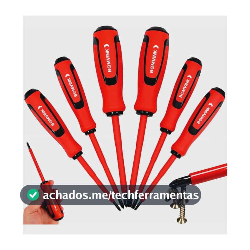 Jogo Chaves Fenda E Philips Isoladas Eletricista Imã 6 Peças