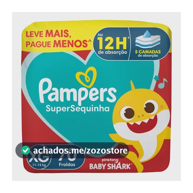 Fralda Descartável Pampers Supersequinha Tamanho XG 70 Unidades