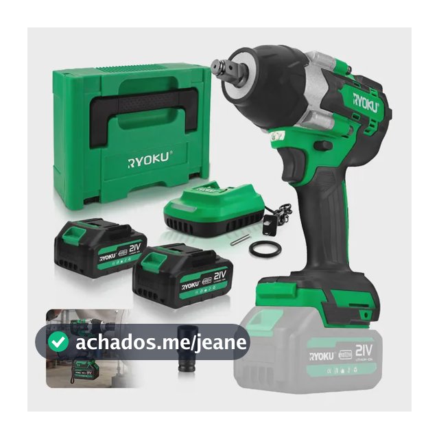 Chave De Impacto 1/2'' 700nm Brushless 2 Baterias Maleta Verde 127/220v