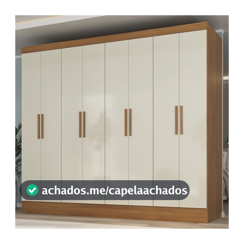 Guarda Roupa Casal 8 Portas 4 Gavetas Jatobá Yescasa Cinamomo/off White